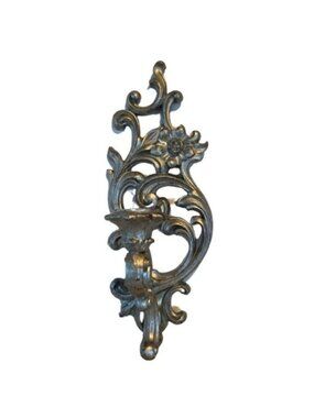 Vintage Syroco MCNLXV 1965 Silver Wall Sconce Candleholder Hollywood Regency